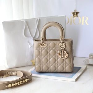 Dior Taupe Quilted Mini Bag